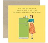 Funny Birthday Cards for Women, Female Best Friend BDay Gift 'Keep Wine In The Fridge' Rude Cheeky Whitty Humour, For Mum Wife Sister Aunt Colleague - Blank Inside with Envelope
