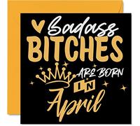 Funny Birthday Cards for Women Her, Badass Bitches Are Born In April