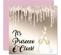 Funny Birthday Cards for Women Her - Prosecco O'Clock - Best Friend Birthday Card Rude, 145mm Greeting Cards, Joke Female Ladies Card for Mum Daughter Nan Cousin Bestfriend Gift