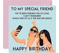 Funny Birthday Cards for Women Her - Selfie Friends - Fun Happy Birthday Card for Best Friend Work Colleague Sister Cousin Auntie, 145mm Cute Joke Humour Bday Greeting Cards