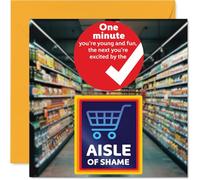 Funny Birthday Cards for Women Men - Aisle of Shame - Happy Birthday Card for Mum Dad Brother Sister Son Daughter Nan Grandad, 145mm x 145mm Joke Humour Banter Bday Greeting Cards