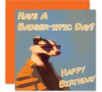 Funny Birthday Cards For Women Men - Cool Badger Sunglasses - Happy Birthday Card for Mum Dad Brother Sister Uncle Auntie Cousin Grandad Nanny Friend 145mm x 145mm Joke Pun Greeting Cards