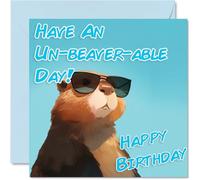 Funny Birthday Cards For Women Men - Cool Beaver Sunglasses - Happy Birthday Card for Mum Dad Brother Sister Uncle Auntie Cousin Grandad Nanny Friend 145mm x 145mm Joke Pun Greeting Cards