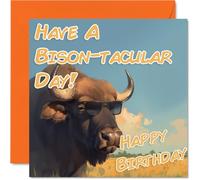 Funny Birthday Cards For Women Men - Cool Buffalo Sunglasses - Happy Birthday Card for Mum Dad Brother Sister Uncle Auntie Cousin Grandad Nanny Friend 145mm x 145mm Joke Pun Greeting Cards