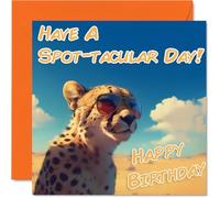 Funny Birthday Cards For Women Men - Cool Cheetah Sunglasses - Happy Birthday Card for Mum Dad Brother Sister Uncle Auntie Cousin Grandad Nanny Friend 145mm x 145mm Joke Pun Greeting Cards