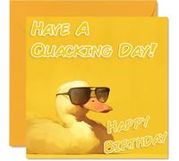 Funny Birthday Cards For Women Men - Cool Duck Sunglasses - Happy Birthday Card for Mum Dad Brother Sister Uncle Auntie Cousin Grandad Nanny Friend 145mm x 145mm Joke Pun Greeting Cards