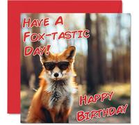Funny Birthday Cards For Women Men - Cool Fox Sunglasses - Happy Birthday Card for Mum Dad Brother Sister Uncle Auntie Cousin Grandad Nanny Friend 145mm x 145mm Joke Pun Greeting Cards