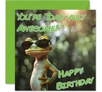 Funny Birthday Cards For Women Men - Cool Frog Sunglasses - Happy Birthday Card for Mum Dad Brother Sister Uncle Auntie Cousin Grandad Nanny Friend 145mm x 145mm Joke Pun Greeting Cards