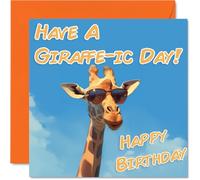 Funny Birthday Cards For Women Men - Cool Giraffe Sunglasses - Happy Birthday Card for Mum Dad Brother Sister Uncle Auntie Cousin Grandad Nanny Friend 145mm x 145mm Joke Pun Greeting Cards