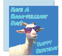 Funny Birthday Cards For Women Men - Cool Goat Sunglasses - Happy Birthday Card for Mum Dad Brother Sister Uncle Auntie Cousin Grandad Nanny Friend 145mm x 145mm Joke Pun Greeting Cards
