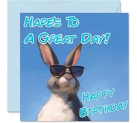 Funny Birthday Cards For Women Men - Cool Grey Hare Sunglasses - Happy Birthday Card for Mum Dad Brother Sister Uncle Auntie Cousin Grandad Nanny Friend 145mm x 145mm Joke Pun Greeting Cards