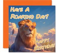 Funny Birthday Cards For Women Men - Cool Lion Sunglasses - Happy Birthday Card for Mum Dad Brother Sister Uncle Auntie Cousin Grandad Nanny Friend 145mm x 145mm Joke Pun Greeting Cards