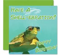 Funny Birthday Cards For Women Men - Cool Turtle Sunglasses - Happy Birthday Card for Mum Dad Brother Sister Uncle Auntie Cousin Grandad Nanny Friend 145mm x 145mm Joke Pun Greeting Cards