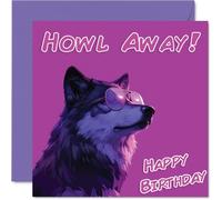 Funny Birthday Cards For Women Men - Cool Wolf Sunglasses - Happy Birthday Card for Mum Dad Brother Sister Uncle Auntie Cousin Grandad Nanny Friend 145mm x 145mm Joke Pun Greeting Cards