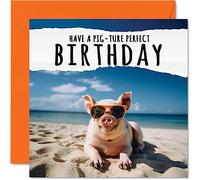Funny Birthday Cards for Women Men - Pig-ture Perfect - Happy Birthday Card for Brother Sister Son Daughter Nephew Niece, 145mm Joke Humour Banter Bday Greeting Cards