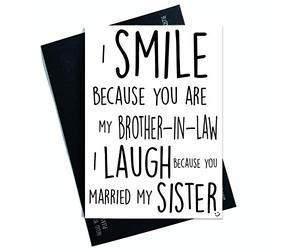 Funny Birthday Cards Funny Wedding Cards, Card for Brother in Law Smile Laugh Married My Sister Christmas Cards Family Banter Humour PC402