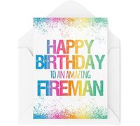 Funny Birthday Cards | Happy Birthday To An Amazing Firefighter Card | Friend Occupation Work Office Colleague Coworker Novelty | CBH1092