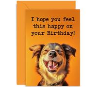 Funny Birthday Cards, Hope You're This Happy, Dog Gift for Brother Sister Wife Husand Son Daughter