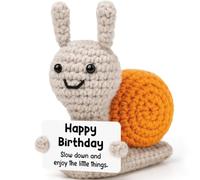 Funny Birthday Gifts for Men Women Him Her, Unique Snail Handmade Crochet Gifts for Women Birthday, Cute Desk Decor with Card for Mom Dad Grandma Son Daughter Sister Friends Coworkers