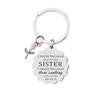 Funny Birthday Gifts for Sister Sis Mothers Day Gifts for Sister Sis I Smile Because You Are My Sister Keychain Gift for Sis Sister Gifts from Brother Sister I Love You Sister Gifts for Sister