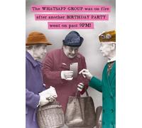 Funny Birthday Whatsapp Group on Fire Card - Vintage Humor Riff Raff
