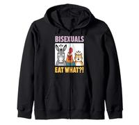 Funny Bisexuals Eat What Animals Gay Pride LGBTQ Fun Zip Hoodie