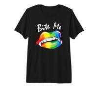 Funny Bite Me Halloween Costume Vampire Lips LGBTQ+ Pride Premium T-Shirt