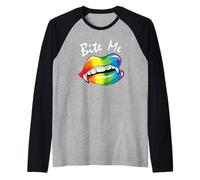 Funny Bite Me Halloween Costume Vampire Lips LGBTQ+ Pride Raglan Baseball Tee