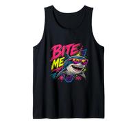 Funny Bite Me Shark Awareness Retro Summer Beach Ocean Fun Tank Top