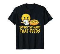 Funny Biting The Hand That Feeds Emblem Motto T-Shirt