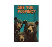 Funny Black Bear Bathroom Poster Canvas Poster Wall Art Decor Print Picture Paintings for Living Room Bedroom Decoration 12x18inch(30x45cm)