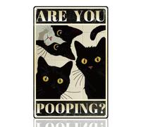 Funny Black Cat Bathroom Sign Wall Decor Are You Pooping Metal Tin Sign Kitten Vintage Poster for Home Office Bathroom Shower Room Wall Decor Gift 6x8 Inch