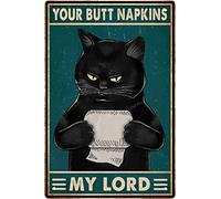 Funny Black Cat Bathroom Wall Decor Sign