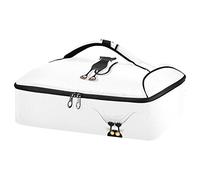 Funny Black Cat Cartoon Scratching Curtains on White Reusable Insulated Pizza Bag, Waterproof Food Delivery Bag, with Handle Lid Leakproof Pizza Holder Tote for Hot or Cold Food
