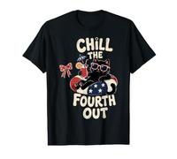 Funny Black Cat Chill The Fourth Out Patriotic Celebration Value Graphic T-Shirt