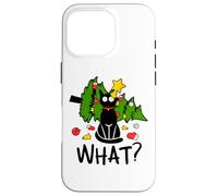 Funny Black Cat Christmas Tree Merry Xmas Humor Cat What? Case for iPhone 16 Pro