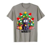 Funny Black Cat Christmas Tree Merry Xmas Humor Cat What? T-Shirt