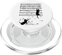 Funny Black Cat Climbing Playing Sheet Music Note Gift Idea PopSockets PopGrip for MagSafe