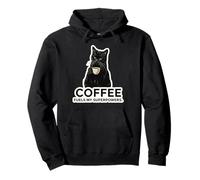Funny Black Cat Coffee Fuels My Superpowers Lover men women Pullover Hoodie