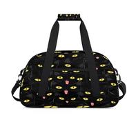 Funny Black Cat Duffel Bags for Women Men Kids Girls Boys Overnight Weekender Travel Bag 24L Sport Gym Duffel Bag Practice Tote Carry Bag
