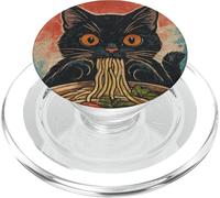 Funny Black Cat Eating Vietnamese Pho Noodle PopSockets PopGrip for MagSafe