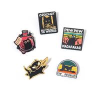 Funny Black Cat Enamel Pin Set - 5 Pcs Cute Meme Goth Brooches with Humorous Quotes - Perfect for Jackets, Bags, and Gifts for Cat Lovers