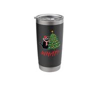 Funny Black Cat Gift Pushing Christmas Tree Over Cat What? Stainless Steel Insulated Tumbler