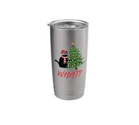 Funny Black Cat Gift Pushing Christmas Tree Over Cat What? Stainless Steel Insulated Tumbler