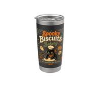 Funny Black Cat Halloween Pumpkin Spooky Biscuits Bakery Stainless Steel Insulated Tumbler