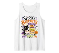 Funny Black Cat Halloween Pumpkin Spooky Biscuits Bakery Tank Top