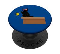 Funny Black Cat Hitting Crown No Kings In America Protest PopSockets Adhesive PopGrip