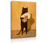 Funny Black Cat Holding Fish Poster - Cute Animal Wall Art for Cat Lovers - Living Room Bedroom Picture 12x16 Inch Unframed