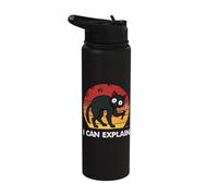 Funny Black Cat I Can Explain Murderous Cat with Knife Stainless Steel Insulated Water Bottle