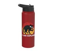 Funny Black Cat I Can Explain Murderous Cat with Knife Stainless Steel Insulated Water Bottle